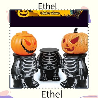 Ethel1 โคมไฟ รูปฟักทอง โครงกระดูก สไตล์ฮิปฮอป สีดํา สีขาว สําหรับตกแต่งบ้าน พร็อพถ่ายรูปเด็ก