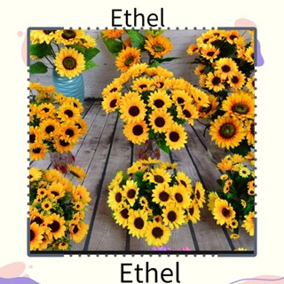 Ethel1 ช่อดอกทานตะวันปลอม ผ้าไหม 5 7 22 ดอก แฟชั่น สําหรับตกแต่งบ้าน