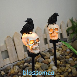 Blossomea โคมไฟ LED รูปหัวกะโหลก โครงกระดูกผี พลังงานแสงอาทิตย์ สําหรับตกแต่งสวน ปาร์ตี้