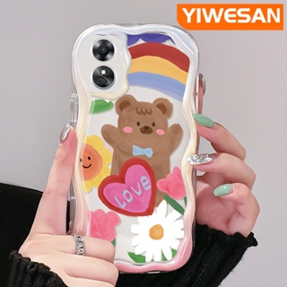 เคสโทรศัพท์มือถือแบบนิ่ม ใส กันกระแทก ลายการ์ตูนหมีน่ารัก สีมาการอง สําหรับ OPPO A17 A17K