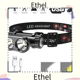 Ethel1 ไฟฉายคาดศีรษะ LED ขนาดเล็ก สีขาว สีเหลือง สําหรับตกปลา ตั้งแคมป์