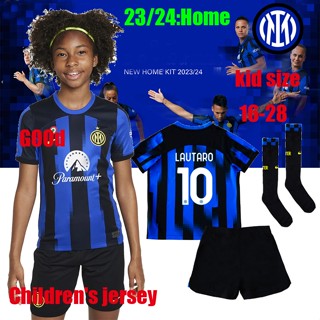 เสื้อกีฬาแขนสั้น ลายทีมชาติฟุตบอล Inter Milan 23/24 ชุดเหย้า พร้อมถุงเท้า และกางเกง 2023/2024 LAUTARO J.CORREA BARELLA BASTONI CALHANOGLU ชุดเหย้า สําหรับผู้ชาย