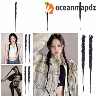 Oceanmapdz สายรัดถักเปีย, ยางรัดฮิปฮอป ถักเปียยาว, ต่อผมหางม้าสังเคราะห์ ขนปุยธรรมชาติ เย็นสบาย ทุกวัน