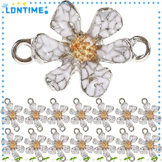 Lontime จี้สร้อยคอ รูปดอกไม้ ดอกเดซี่น่ารัก โลหะผสม สีขาว DIY