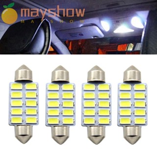 Mayshow หลอดไฟอ่านหนังสือ LED COB 39 มม. สีขาว สําหรับติดภายในรถยนต์ 4 ชิ้น