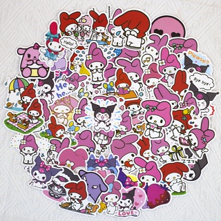 สติกเกอร์ ลายการ์ตูน Sanrio Mymelody Kuromi กันน้ํา เหมาะกับของขวัญ สําหรับตกแต่งกระเป๋าเดินทาง แล็ปท็อป โน๊ตบุ๊ค จํานวน 100 ชิ้น 50 ชิ้น