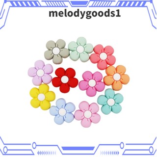 Melodygoods1 ลูกปัดซิลิโคน รูปดอกทานตะวัน ดอกเดซี่ หลากสี สําหรับทําสร้อยคอ ลูกปัดแบน