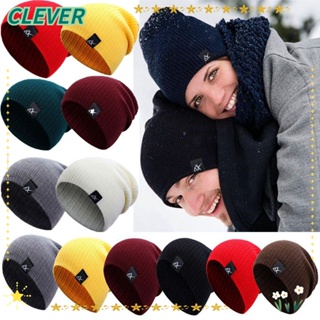 Clever หมวกบีนนี่ลําลอง ผ้าถัก สีพื้น น่ารัก สําหรับผู้หญิง 12 สี