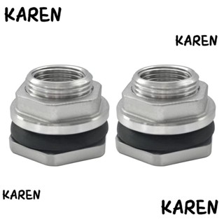 Karen อะแดปเตอร์เชื่อมต่อถังเก็บน้ํา สเตนเลส 304 NPT ตัวเมีย 3/4 นิ้ว สีเงิน 2 ชิ้น