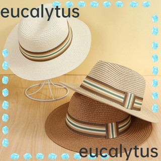 Eucalytus1 หมวกฟางปีกกว้าง ป้องกันแดด อุปกรณ์เสริม สําหรับชายหาดกลางแจ้ง