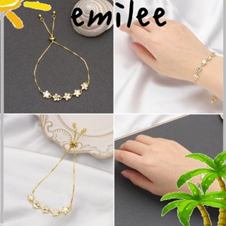 Emilee สร้อยข้อมือ คริสตัล เพทาย ลายดอกไม้ สามารถปรับได้ เครื่องประดับ