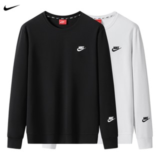 Nike เสื้อกันหนาว ผ้าฝ้าย 100% ปักลายโลโก้ ทรงหลวม ขนาดใหญ่ สําหรับผู้ชาย