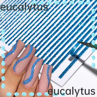 Eucalytus1 สติกเกอร์โฮโลแกรม ลายเส้นกลิตเตอร์ สําหรับตกแต่งเล็บ