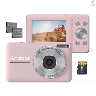 Andoer กล้องบันทึกวิดีโอดิจิทัล 1080P 44MP ออโต้โฟกัส หน้าจอ IPS 2.5 ซูมได้ 16X -8.9