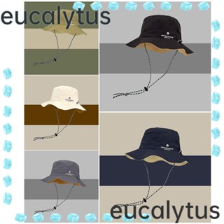 Eucalytus1 หมวกโพลีเอสเตอร์ ลายพราง ขอบกลม สีพื้น สําหรับปีนเขา