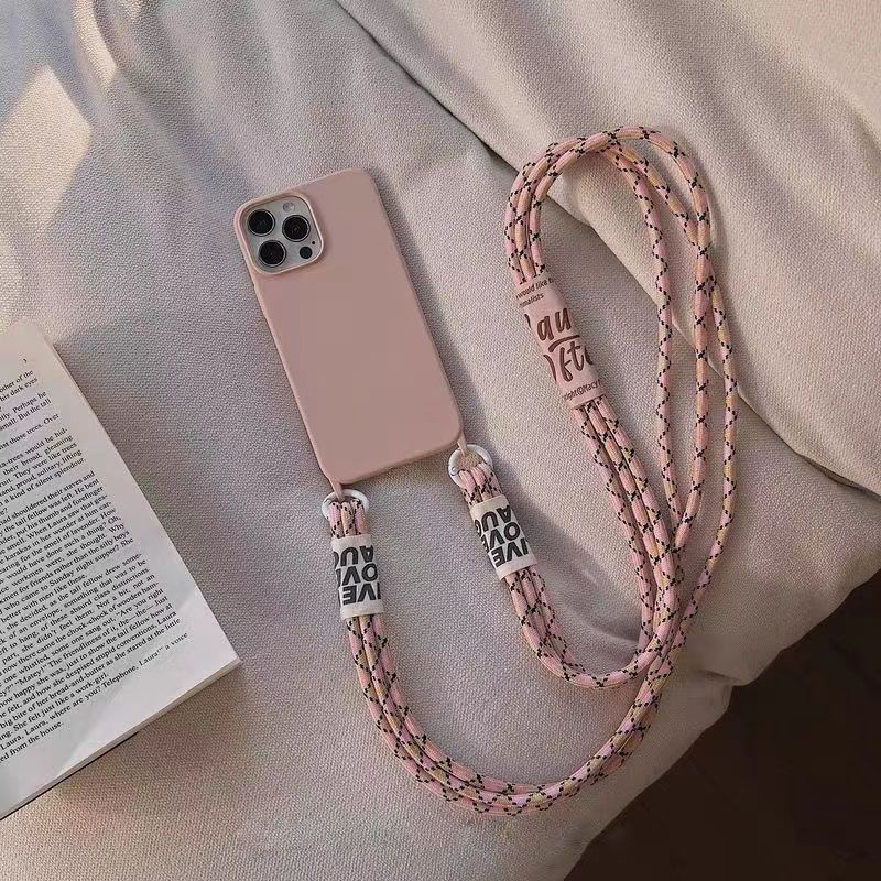 เคสโทรศัพท์มือถือ ซิลิโคน กันกระแทก กันหาย เรียบง่าย พร้อมสายคล้อง สําหรับ 14promax 12