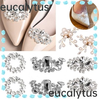 Eucalytus1 จี้หัวเข็มขัด ประดับไข่มุก แวววาว สําหรับตกแต่งรองเท้าผู้หญิง งานแต่งงาน 2 ชิ้น