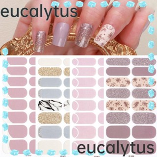 Eucalytus1 สติกเกอร์ติดเล็บเจล 16 แถบ กันน้ํา ไม่ทําให้เล็บเสียหาย สําหรับร้านเสริมสวย 3 แผ่น