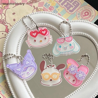 Onem พวงกุญแจ จี้แว่นตา 3D ลาย Kawaii Sanrio Kt Kuromi Cinnamoroll My Melody สร้างสรรค์ สําหรับตกแต่งรถยนต์ กระเป๋าเป้สะพายหลัง ของขวัญวันเกิดเด็ก