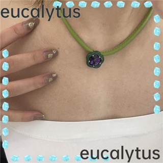 Eucalytus1 สร้อยคอ จี้รูปหัวใจ ดอกไม้ เครื่องประดับ