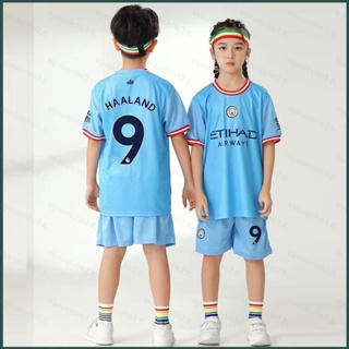 เสื้อกีฬาแขนสั้น ลายทีมฟุตบอล Manchester City Jersey Home Haaland SY3 22 23 สําหรับเด็ก YS3