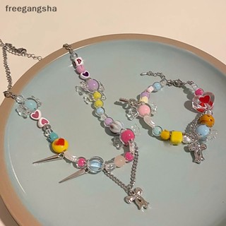 [FREG] เครื่องประดับ สร้อยคอ สร้อยข้อมือ จี้โบว์ ประดับพู่น่ารัก สีสันสดใส แฟชั่นสําหรับผู้หญิง FDH