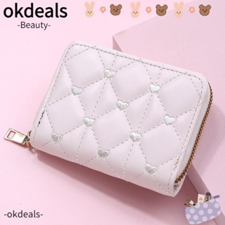 Okdeals กระเป๋าสตางค์ใบสั้น ปักลาย สีชมพู สําหรับผู้หญิง