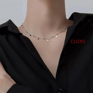 Cleoes สร้อยคอโชคเกอร์ ชุบเงิน จี้เพทาย AAA หรูหรา แวววาว สําหรับผู้หญิง