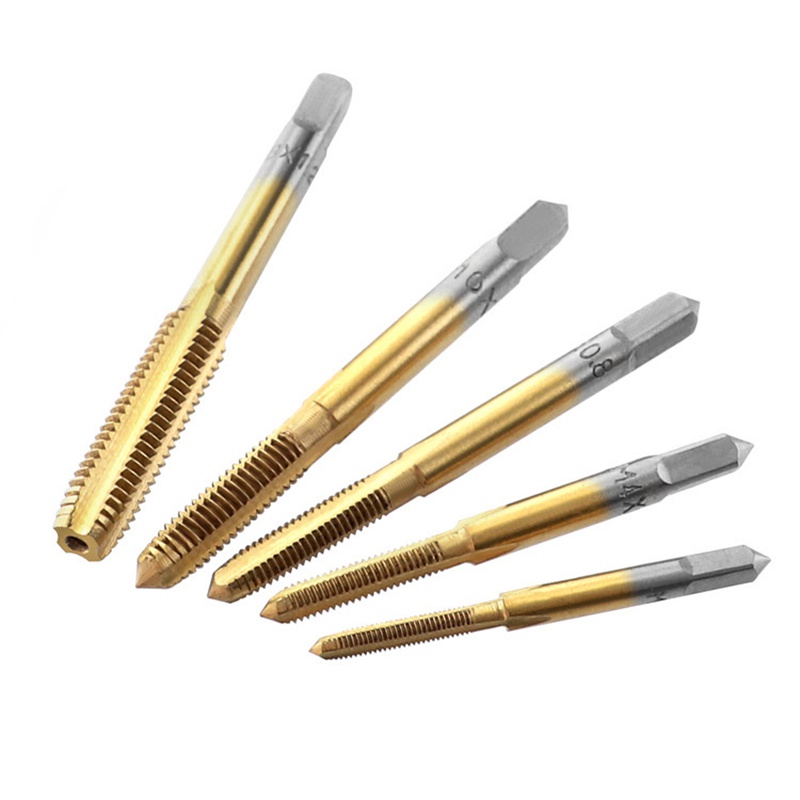Krachtige ดอกต๊าปเกลียวเหล็ก เคลือบไทเทเนียม ความเร็วสูง M3 M4 M5 M6 M8 5 ชิ้น