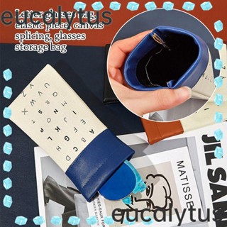 Eucalytus1 กระเป๋าเก็บแปรงแต่งหน้า แว่นตากันแดด ผ้าแคนวาส แบบหนัง พิมพ์ลายตัวอักษร