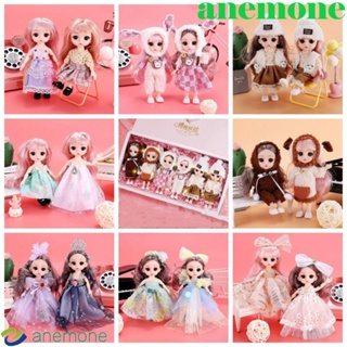 Anemone BJD ชุดตุ๊กตาเจ้าหญิง 3D ข้อต่อขยับได้ 13 ชิ้น สําหรับเด็กอนุบาล DIY