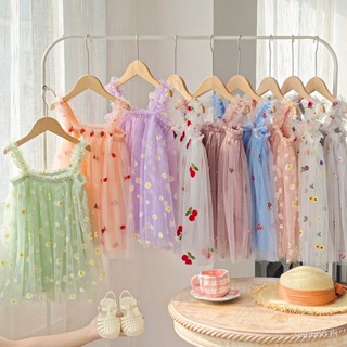 Hot embroidered sling mesh girls dress sweet baby princess dress Pengpeng skirt wholesale WDON