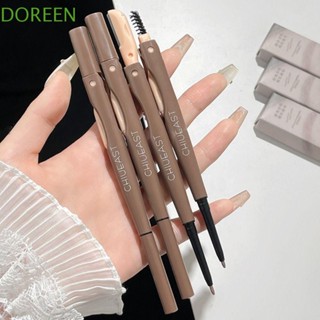 Doreen 3 in 1 ดินสอเขียนคิ้ว ปากกาเขียนคิ้ว แบบสองหัว ละเอียดพิเศษ พร้อมทริมเมอร์กันคิ้ว สีชมพู สีน้ําตาล พับเก็บได้ ติดทนนาน เครื่องสําอาง