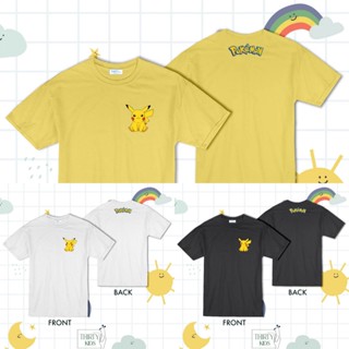 เสื้อยืดผ้าฝ้ายพิมพ์ลายขายดี เสื้อยืดเด็กลาย Pokemon pikachu (ผ้าCotton+Poly ผ้านุ่ม ถนอมผิวใส่สบาย )