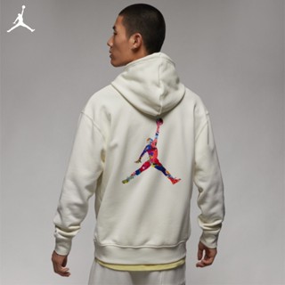 Nike ของแท้ 100% เสื้อกันหนาว เสื้อฮู้ดดี้ แบบสวมหัว พิมพ์ลาย Air Jordan AJ Flyer สไตล์มินิมอล สําหรับผู้ชาย