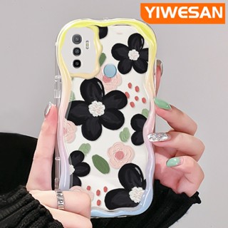 เคสโทรศัพท์มือถือแบบนิ่ม ใส ลายภาพวาดสีน้ํามัน รูปดอกไม้ สีดํา หลากสี สําหรับ OPPO A53 2020 4G A53s 4G A32 A33 2020 A11s