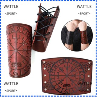 Wattle สายรัดข้อมือหนัง เข็มทิศ Runes Viking Odin สัญลักษณ์พังก์ ย้อนยุค นอร์ดิก กําไลข้อมือ สร้อยข้อมือ