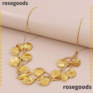 Rosegoods1 สร้อยคอโชคเกอร์ จี้ใบไม้ ปรับได้ สไตล์วินเทจ