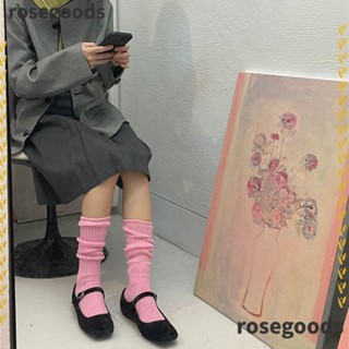 Rosegoods1 1 คู่ ถัก ถุงเท้ายาว ลําลอง แฟชั่นฤดูหนาว ถุงเท้าเข่า