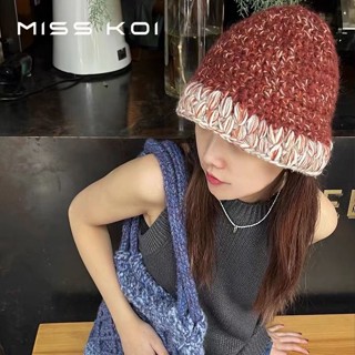 Misskoi [พร้อมส่ง] หมวกบักเก็ต ผ้าวูลถัก แต่งลูกไม้ เข้ากับทุกการแต่งกาย สไตล์ญี่ปุ่น ย้อนยุค ฤดูใบไม้ร่วง ฤดูหนาว สําหรับผู้หญิง