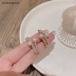 Shakangcool ต่างหูสตั๊ด ทรงเรขาคณิต ประดับมุก สไตล์วินเทจ เครื่องประดับ สําหรับผู้หญิง งานแต่งงาน ปาร์ตี้ SGL