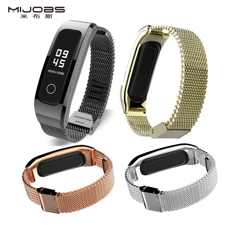 Mijobs สายนาฬิกาข้อมือสเตนเลส โลหะ แบบเปลี่ยน สําหรับ Honor Band 4 Huawei Band 3e Huawei Band 4e Honor 5 Basketball Version