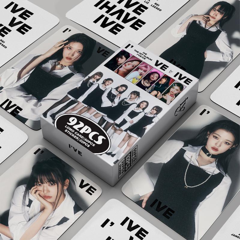 LOMO CARD 92P(Photocard 60P,Sticker 32P)  IVE: I'VE การ์ดโลโม่ ไอฟ์ แบบ 2 ด้าน โค้งมน ไร้ขอบ โฟโต้กา