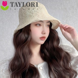 Taylor1 หมวกวิกผมสังเคราะห์ ทนความร้อน ทรงบักเก็ต สีดํา เหมาะกับเดินชายหาด สําหรับผู้หญิง