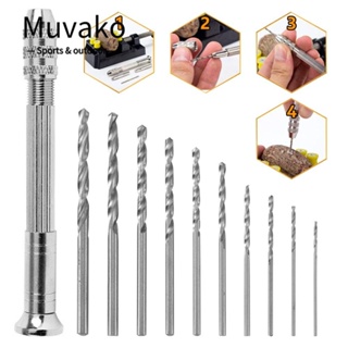 Muvako ดอกสว่านมือบิด ขนาดเล็ก 0.8 มม.-3.0 มม. พร้อมหัวจับดอกสว่าน ไร้กุญแจ แฮนด์เมด DIY สําหรับเจาะไม้ งานฝีมือ