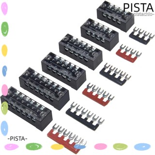 Pista บล็อกเทอร์มินัล แถวคู่ 4 5 6 ตําแหน่ง 400V 15A 600V 15A สีดํา แดง พร้อมฝาครอบสกรู สําหรับวิศวกรรมไฟฟ้า 6 ชุด