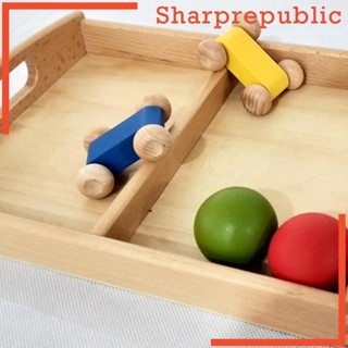 [Sharprepublic] Montessori ถาดไม้ สองช่อง สําหรับใส่ของเล่นการ์ด