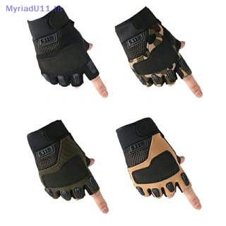 Myriadu ถุงมือ แบบครึ่งนิ้ว กันลื่น สไตล์ทหาร สําหรับผู้ชาย ใส่เข้ายิม