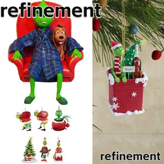 Refinement จี้ตุ๊กตาอะคริลิค สีเขียว สําหรับแขวนตกแต่งต้นคริสต์มาส