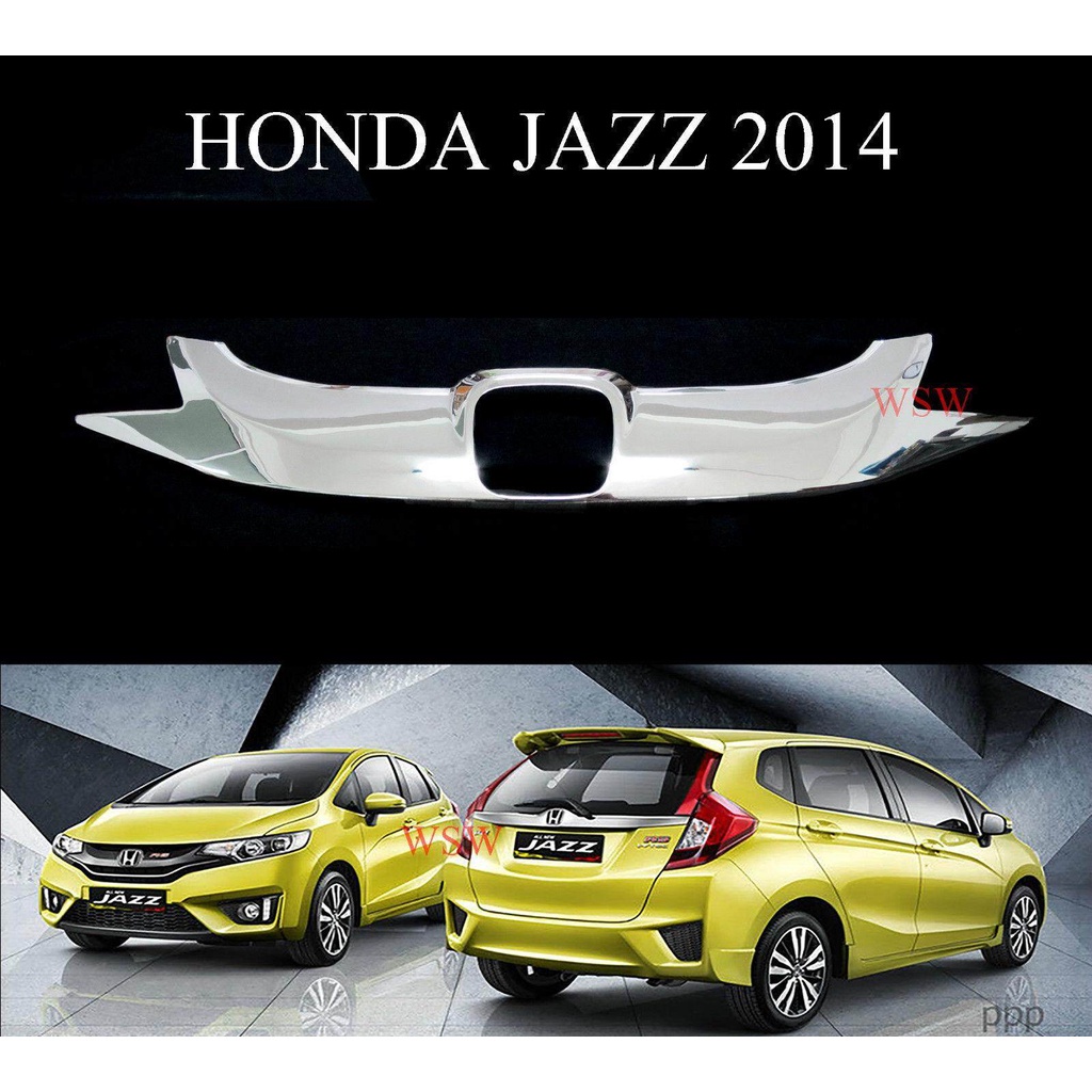 1ชุด ครอบกระจังหน้า HONDA FITT JAZZ GK 2014 - 2016 ชุบโครเมี่ยม ฮอนด้า แจ๊ส คิ้วกระจังหน้า ครอบหน้าก